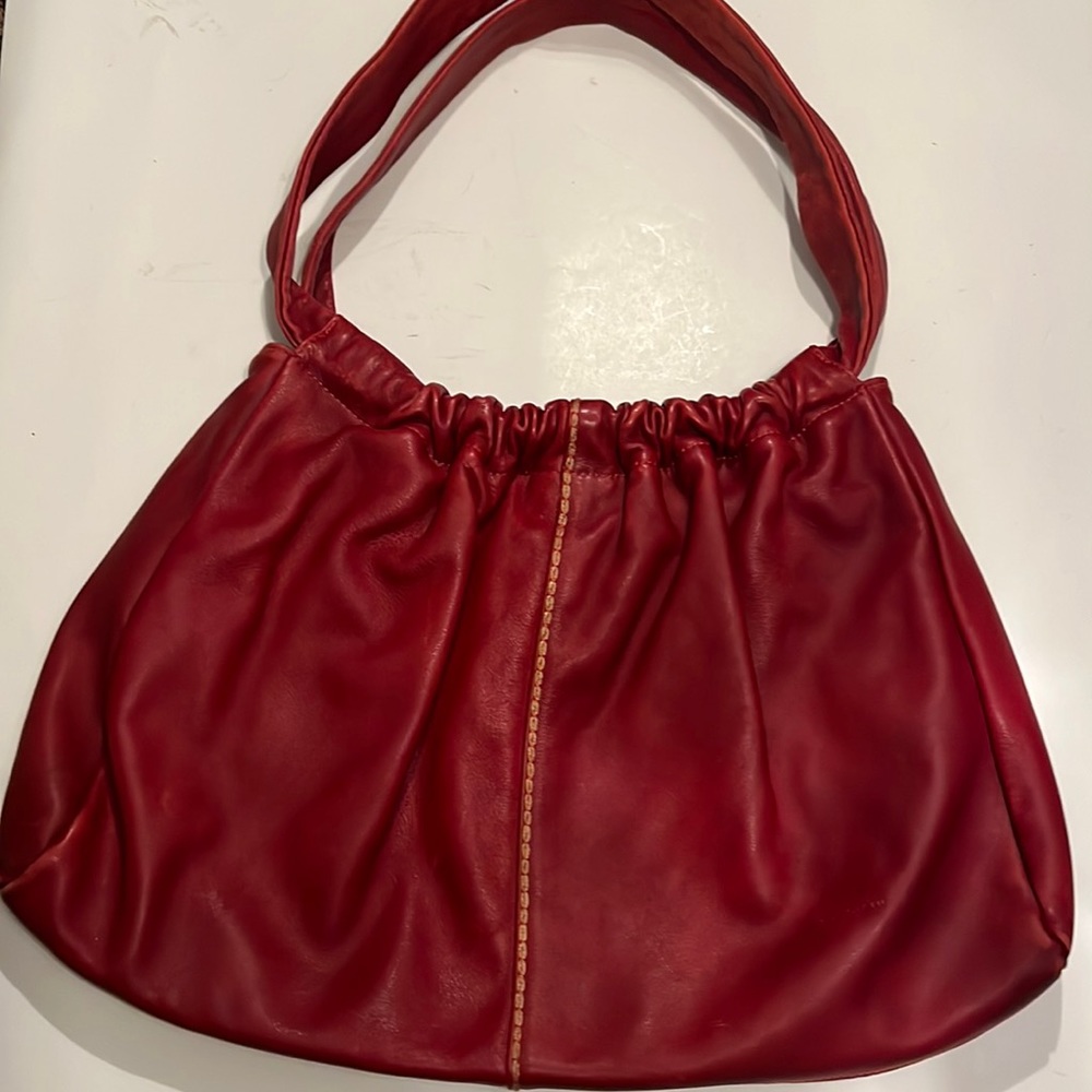 Marco Buggiani made Italy vintage soft red leather hobo